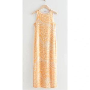 & Other Stories Printed Mesh Midi Dress NWT